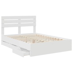 Cadre de lit avec tiroir Blanc 140 x 190 cm Bois Ingénierie 545493545493