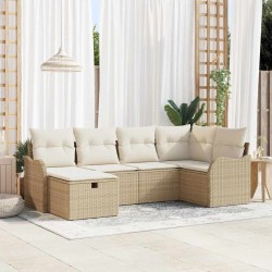 Ensemble de canapé de jardin 6 pcs Beige Poly rotin 545518545518