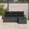 Ensemble de canapé de jardin avec coussin 4 pcs Noir Poly rotin 545528545528