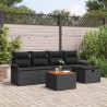 Ensemble de canapé de jardin avec coussin 6 pcs Noir Poly rotin 545533545533