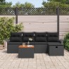 Ensemble de canapé de jardin avec coussin 6 pcs Noir Poly rotin 545533545533