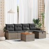 Ensemble de canapé de jardin avec coussin 6 pcs Gris Poly rotin 545539545539