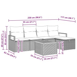 Ensemble de canapé de jardin avec coussin 6 pcs Gris Poly rotin 545544545544