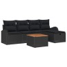 Ensemble de canapé de jardin avec coussin 6 pcs Noir Poly rotin 545554545554