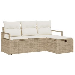 Ensemble de canapé de jardin 4 pcs Beige Poly rotin 545562545562