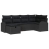 Ensemble de canapé de jardin avec coussin 6 pcs Noir Poly rotin 545566545566