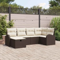 Ensemble de canapé de jardin 6 pcs Marron Poly rotin 545568545568