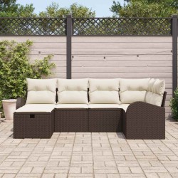 Ensemble de canapé de jardin 6 pcs Marron Poly rotin 545568545568