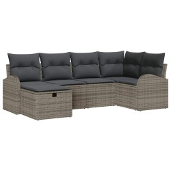Ensemble de canapé de jardin avec coussin 6 pcs Gris Poly rotin 545569545569