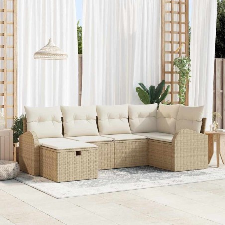 Ensemble de canapé de jardin 6 pcs Beige Poly rotin 545571545571