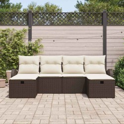 Ensemble de canapé de jardin 6 pcs Marron polyrotin 545573545573