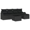 Ensemble de canapé de jardin avec coussin 6 pcs Noir Poly rotin 545574545574