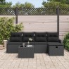 Ensemble de canapé de jardin avec coussin 6 pcs Noir Poly rotin 545574545574