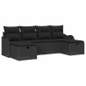 Ensemble de canapé de jardin avec coussin 6 pcs Noir Poly rotin 545576545576