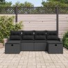Ensemble de canapé de jardin avec coussin 6 pcs Noir Poly rotin 545576545576