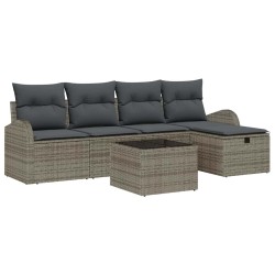 Ensemble de canapé de jardin avec coussin 6 pcs Gris Poly rotin 545578545578