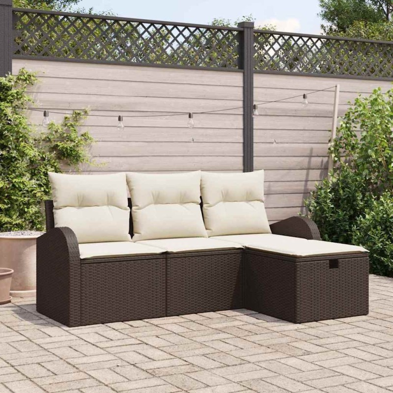 Ensemble de canapé de jardin 4 pcs Marron polyrotin 545579545579