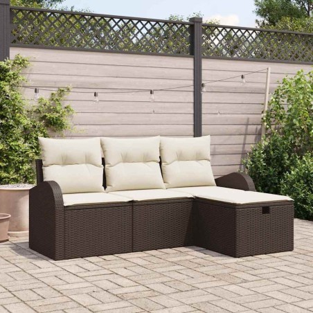 Ensemble de canapé de jardin 4 pcs Marron polyrotin 545579545579