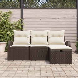 Ensemble de canapé de jardin 4 pcs Marron polyrotin 545579545579