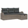 Ensemble de canapé de jardin avec coussin 4 pcs Gris Poly rotin 545582545582