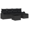 Ensemble de canapé de jardin avec coussin 6 pcs Noir Poly rotin 545584545584