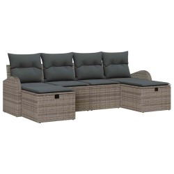 Ensemble de canapé de jardin avec coussin 6 pcs Gris polyrotin 545585545585