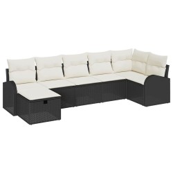 Ensemble de canapé de jardin avec coussin 7 pcs Noir polyrotin 545588545588