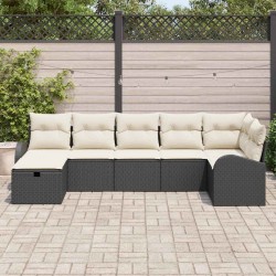Ensemble de canapé de jardin avec coussin 7 pcs Noir polyrotin 545588545588