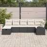 Ensemble de canapé de jardin avec coussin 7 pcs Noir polyrotin 545588545588