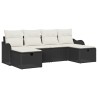 Ensemble de canapé de jardin avec coussin 6 pcs Noir Poly rotin 545594545594