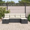 Ensemble de canapé de jardin avec coussin 6 pcs Noir Poly rotin 545594545594
