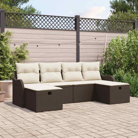 Ensemble de canapé de jardin 6 pcs Marron Poly rotin 545604545604
