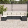 Ensemble de canapé de jardin avec coussin 7 pcs Noir Poly rotin 545605545605