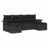 Ensemble de canapé de jardin avec coussin 6 pcs Noir Poly rotin 545606545606