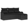 Ensemble de canapé de jardin avec coussin 4 pcs Noir Poly rotin 545614545614
