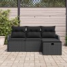 Ensemble de canapé de jardin avec coussin 4 pcs Noir Poly rotin 545614545614