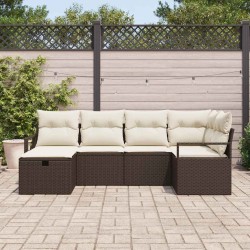 Ensemble de canapé de jardin 6 pcs Marron Poly rotin 545616545616
