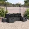 Ensemble de canapé de jardin avec coussin 6 pcs Noir polyrotin 545625545625