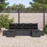 Ensemble de canapé de jardin avec coussin 6 pcs Noir polyrotin 545625545625