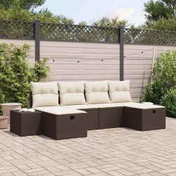 Ensemble de canapé de jardin 6 pcs Marron polyrotin 545627545627