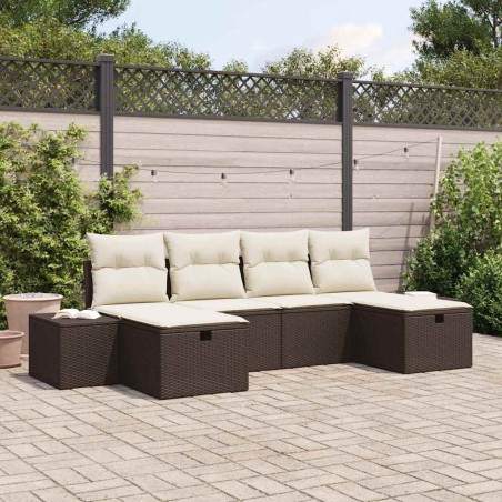 Ensemble de canapé de jardin 6 pcs Marron polyrotin 545627545627
