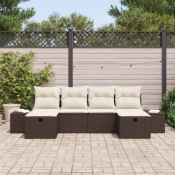 Ensemble de canapé de jardin 6 pcs Marron polyrotin 545627545627