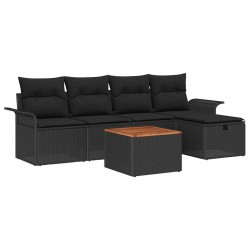 Ensemble de canapé de jardin avec coussin 6 pcs Noir polyrotin 545629545629