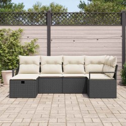 Ensemble de canapé de jardin avec coussin 6 pcs Noir polyrotin 545632545632