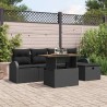 Ensemble de canapé de jardin avec coussin 6 pcs Noir polyrotin 545635545635