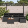 Ensemble de canapé de jardin avec coussin 6 pcs Noir polyrotin 545641545641