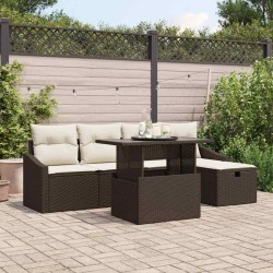 Ensemble de canapé de jardin 6 pcs Marron Poly rotin 545643545643