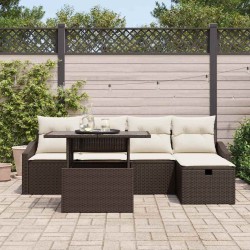 Ensemble de canapé de jardin 6 pcs Marron Poly rotin 545643545643