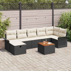 Ensemble de canapé de jardin avec coussin 8 pcs Noir polyrotin 545645545645
