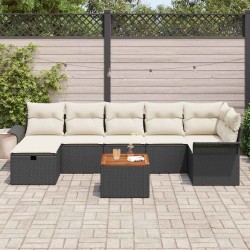 Ensemble de canapé de jardin avec coussin 8 pcs Noir polyrotin 545645545645
